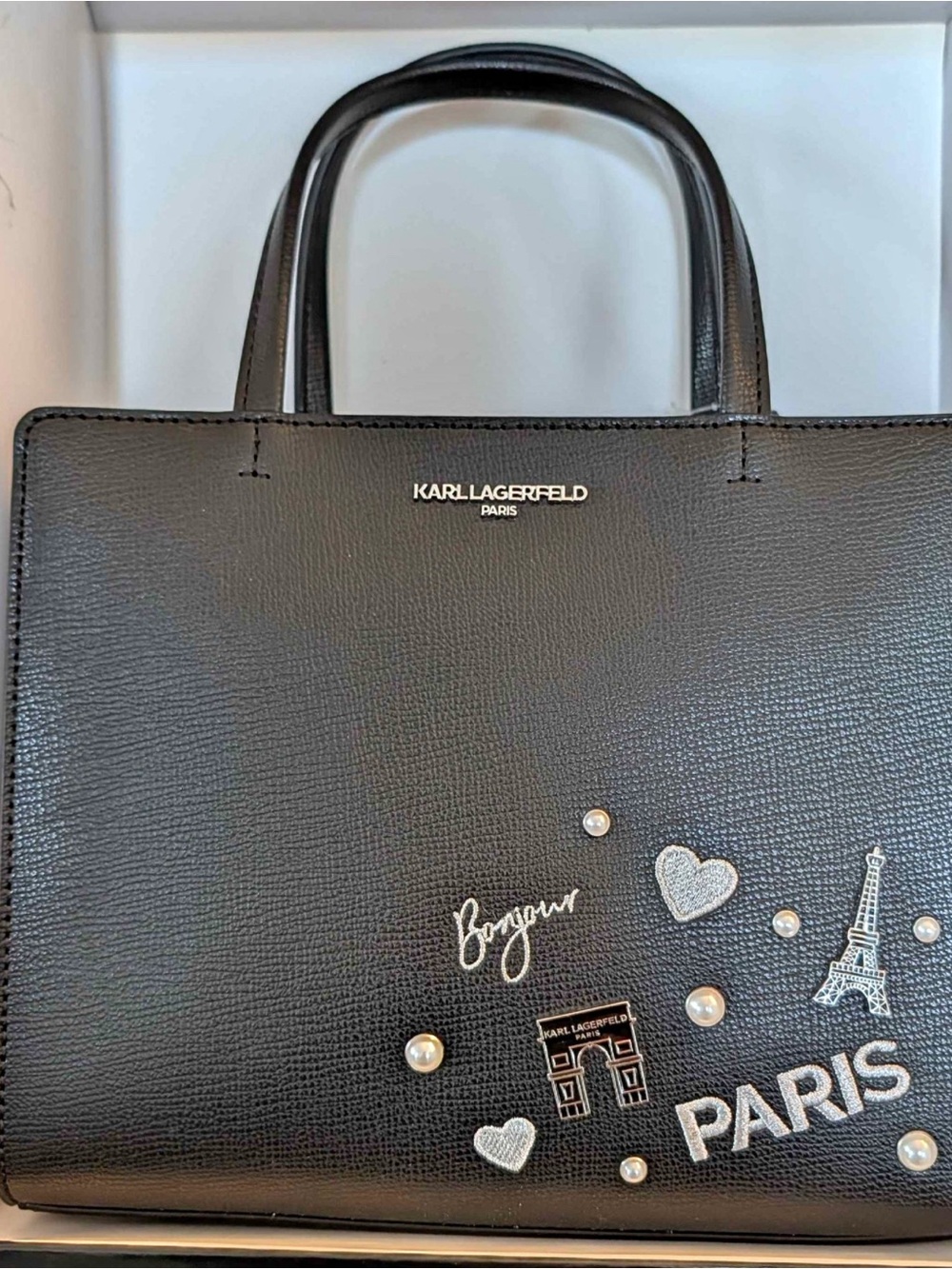 Karl Lagerfeld Black Paris Embellished Tote